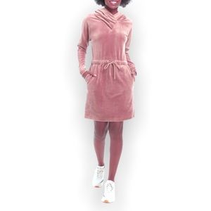 CALVIN KLIEN WOMANS VELOUR DRAWSTRING DRESS IN CAF OLE LIGHT PINK MEDIUM